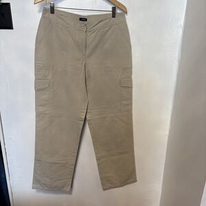 Izod Y2K Style Mid Rise Baggy Wide Khaki Cargo Pants Sz 10